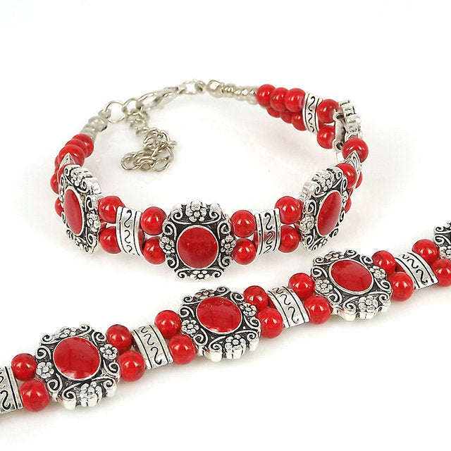 Wholesale Ethnic Silver Beads Alloy Bracelet